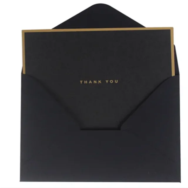 新设计低价豪华黑色婚礼纸信封
