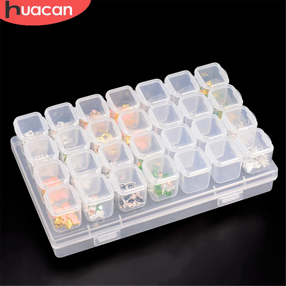 

HUACAN 5D Diamond Painting Box Accessories 28 Grids 56 Slots DIY Diamond Embroidery Tool Home Storage