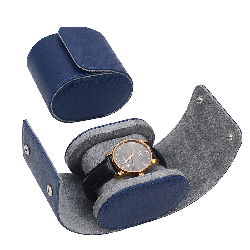 Wholesale Travel Watches Case Organizer For Men Pu Leather Gift Round Single Watch Box