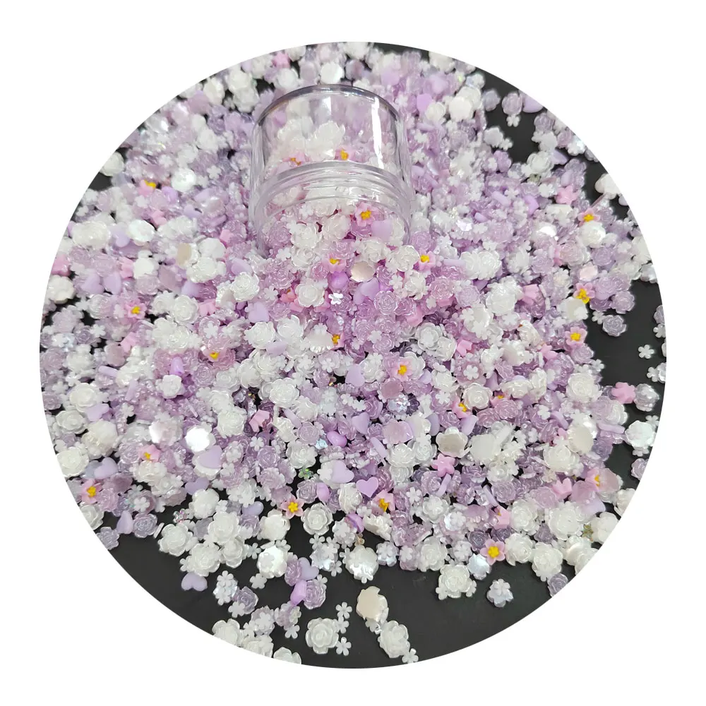 

100g Rose Flower Nail Art Resin Rhinestones Mix Colors Floral Nail Art Charms Flower Shaped Manicure Supplies