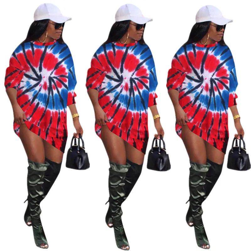 

High Quality Casual Velvet Tie Dye Printed Sweatshirt Dress