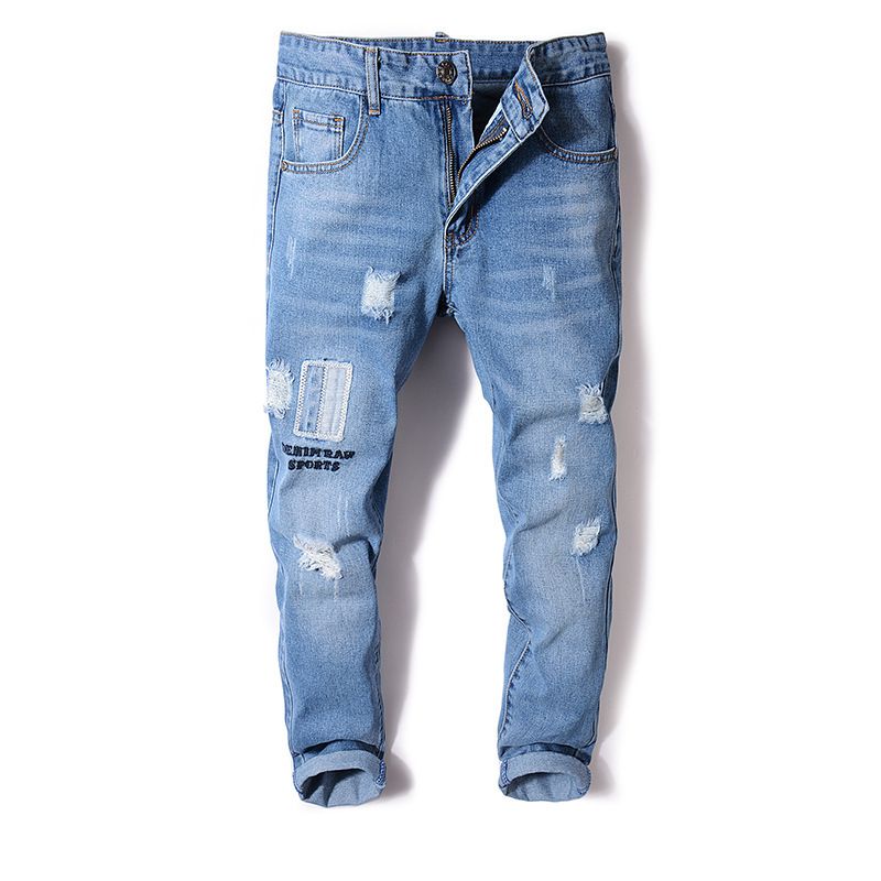 

2021 New Men's Jeans Slim Pants Ripped pants Pants versatile trend