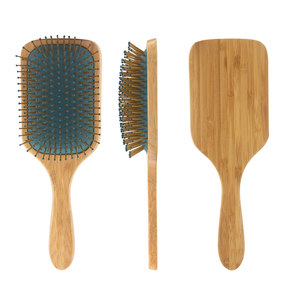 

Wholesale High Quality Natural Bamboo Custom Logo paddle brush logo Detangling Air Cushion HairBrush, Customized color