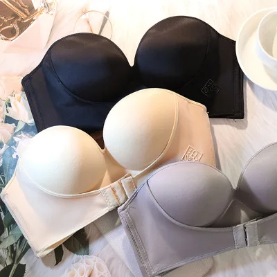 

Lift Strapless Invisible Bra Bracette Extra Large Cup Stay Put Half Cup Sexy Bra Plus Size Push Up Bra 40 D Cup