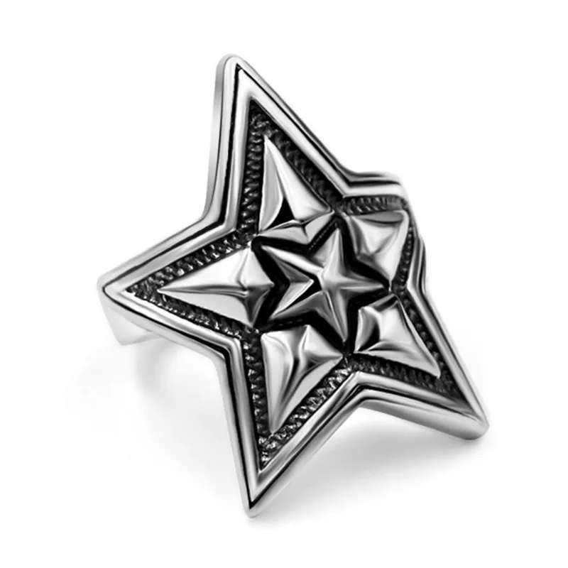 

New Arrival Personalized Star Handsome Thai Silver Jewelry 925 Sterling Silver Men Hip-Hop Rock Ring