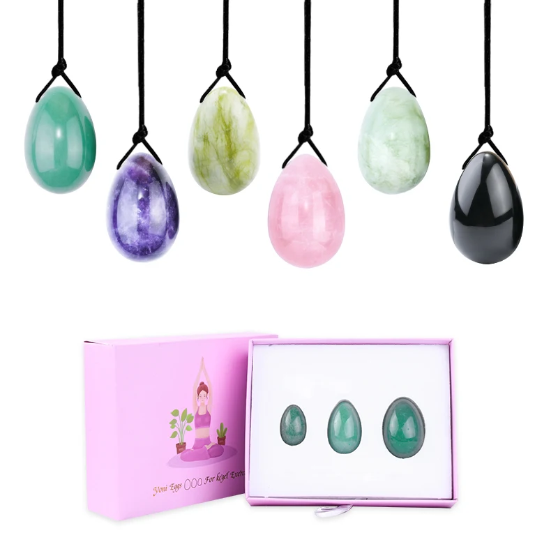 
Wholesale Natural Massage Jade Stone Nephrite Crystal Amethyst Rose quartz Yoni Egg Set For Women Kegel Vaginal Exercise 