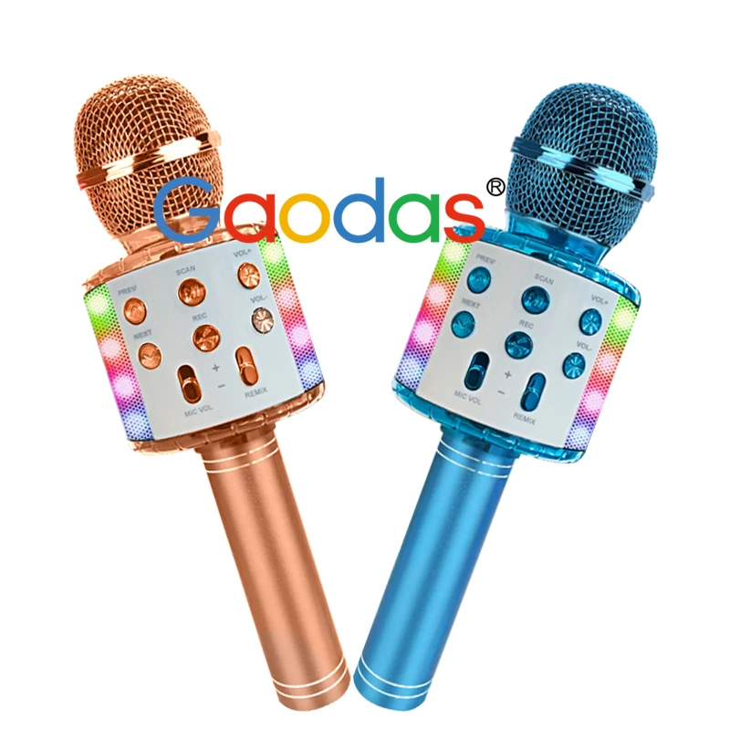 

voice Controld LED Light Wireless Karaoke Microphone professional Portable Factory wholesale condenser mic Christmas Birthday