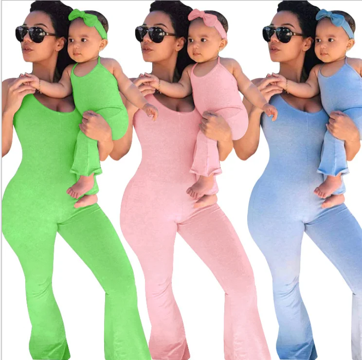 

Summer Family Matching Clothes Mommy And Me Parent-child Outfit Sleeveless Parent-child Clothing Jumpsuit