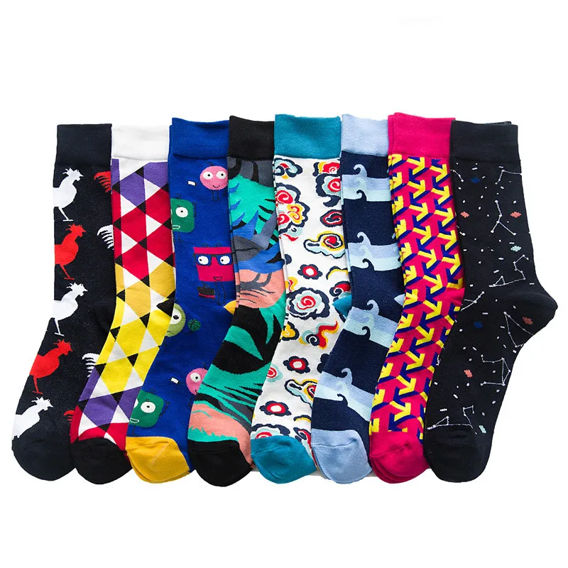 

Cotton jacquard colorful fashion happy socks for men 100%, As photo/can be customized