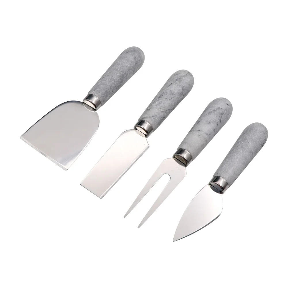 Jaswehome Cheese Knife With Natural Marble Handle 4pcs Set Cute Cheese