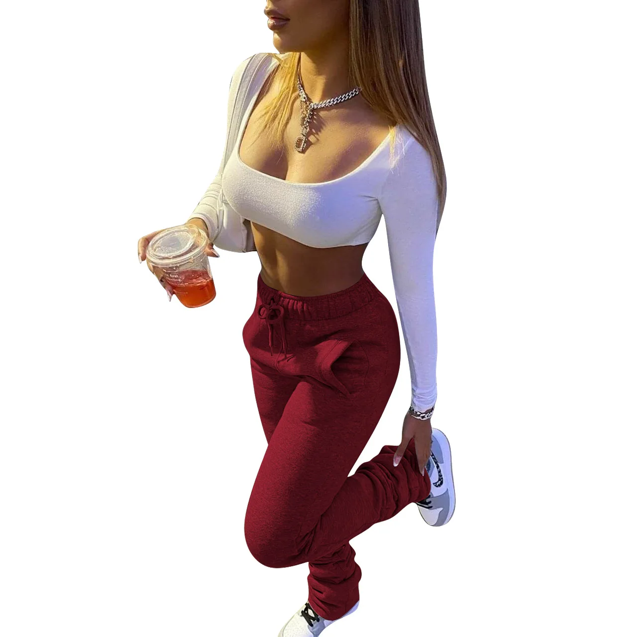 
2020 new custom large size yoga sports pants stacked pants leggings women 