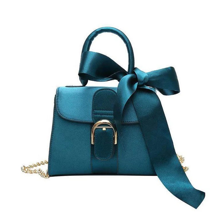 

Fashionable ribbon purses bow ladies crossbody handbags velvet handbag women