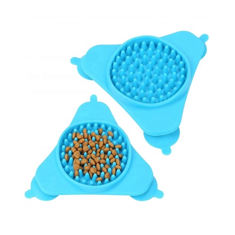 

Pet Dog Slow Feeder Dog Bowl Pet Bathing Distract Attention Toy Dog Slow Eating Food Silicone Bowl, Blue