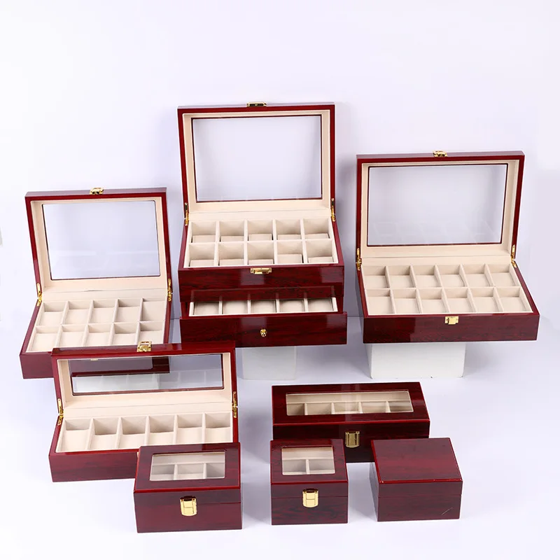 

luxury roasted paint red wood watch box package jewelry gift box watches