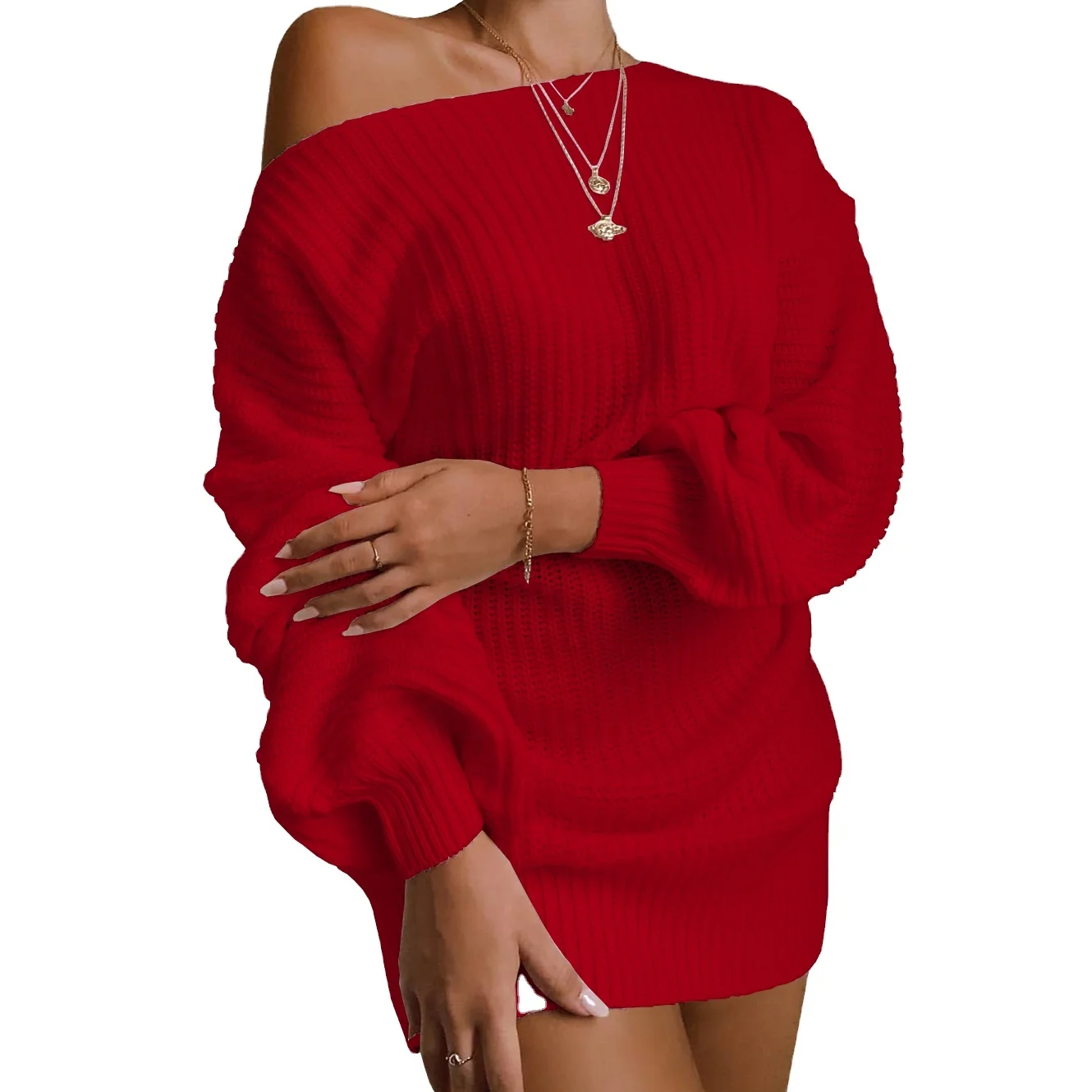 

2021 New Arrivals Party Evening Dresses Plus Size Girls' Ladies Off Shoulder Sweater Clothing Casual Dress, Customized color