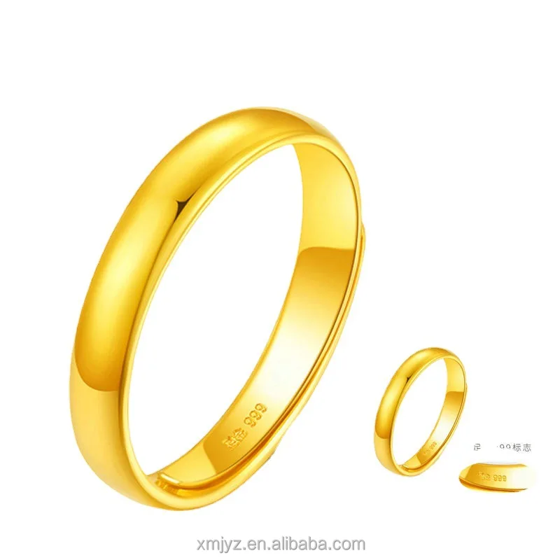 

Gold-Plated Gold Shop With The Same Style Sand Gold Glossy Ring Couple Pair Ring Light Plate Brushed Wedding Ring