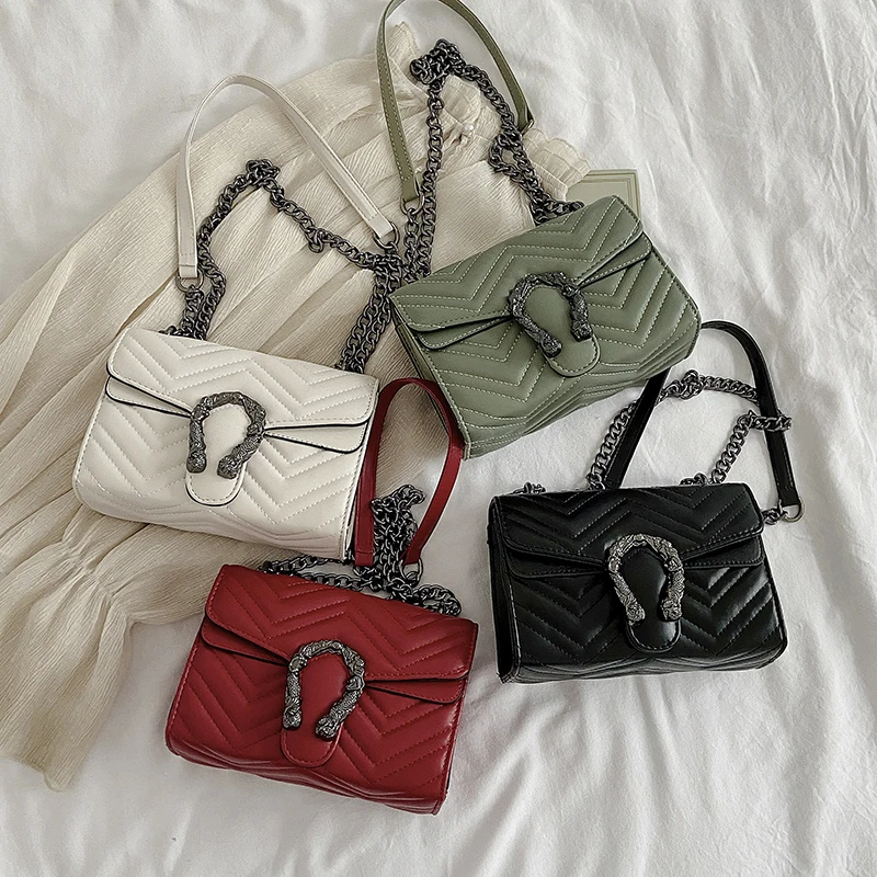 

Fashion PU leather chain shoulder strap luxury handbag women famous brands designer crossbody bags women