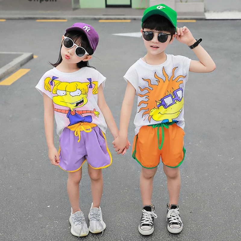 

CCYH new arrival 2020 cartoon kids clothing set brother and sister matching clothes toddler shorts and top sets