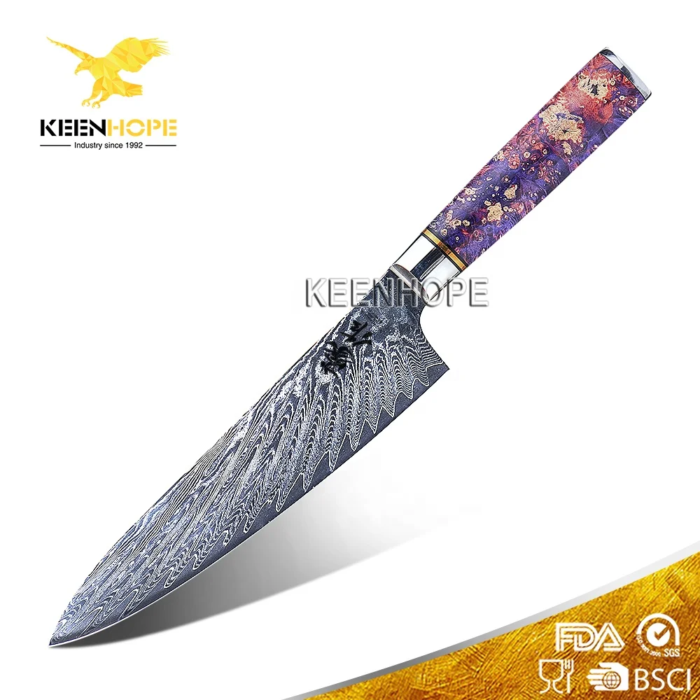 

High-end Handmade Damascus Knife 8 Inch Gyuto Knife 67 Layers Damascus Steel VG10 Core Kitchen Chef Knife Vacuum Heat Treatment