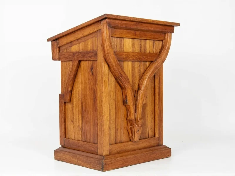 Reclaimed wood lectern with triangulated bracing