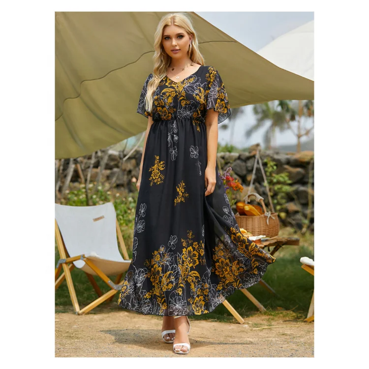 

Elegant Big Silk 4XL 5XL Women's Dresses vestido de talla grande para mujer Printing Plus Size Casual Dress For Woman, Colorful