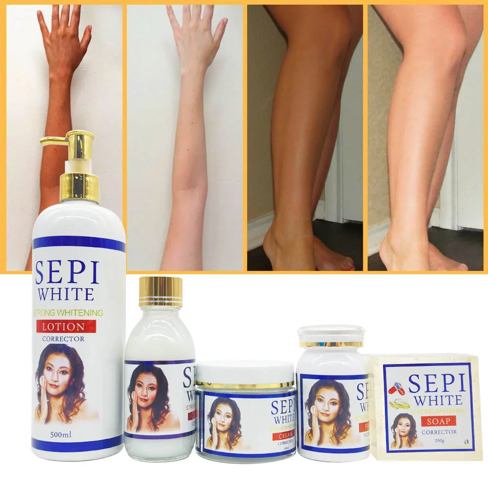 

Sepi White Strong Bleaching Skin Care Set mix Complexion with Vitamine C Repair Damage Skin Organic Smoother Dry Dark Skin Set