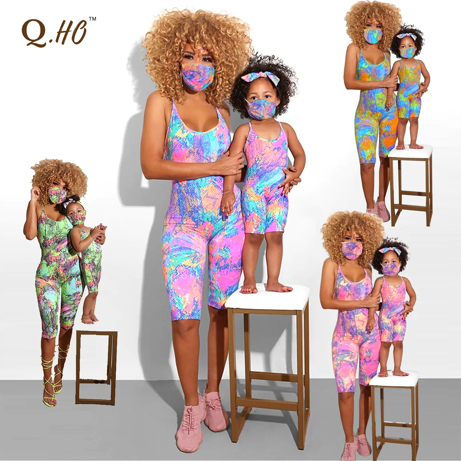 

Amazon Hot selling daster mommy and me romper sets pajamas mommy and me outfits