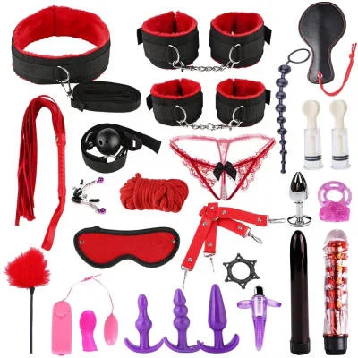 

2023 Hot Sell 25 Pcs Restraints Kit Bondage Eye Mask Blindfolds Soft Wrist Ankle Handcuff Sex Bondage SM Kit BDSM Products