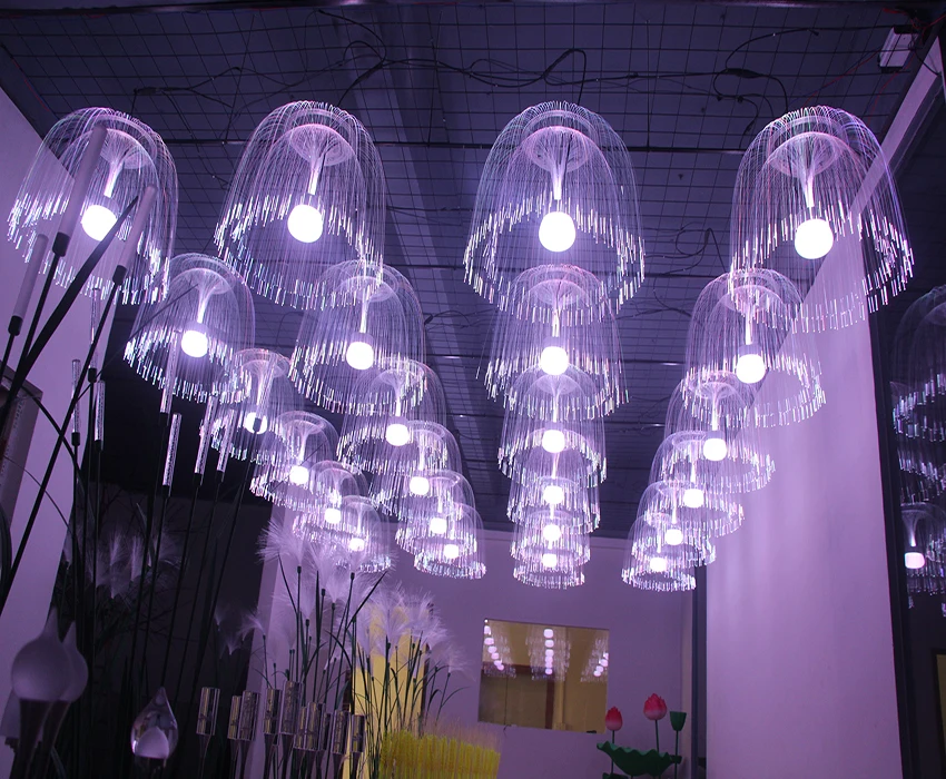 0.75mm fiber optic outdoor decoration holiday pendant lighting christmas fiber jellyfish lamps