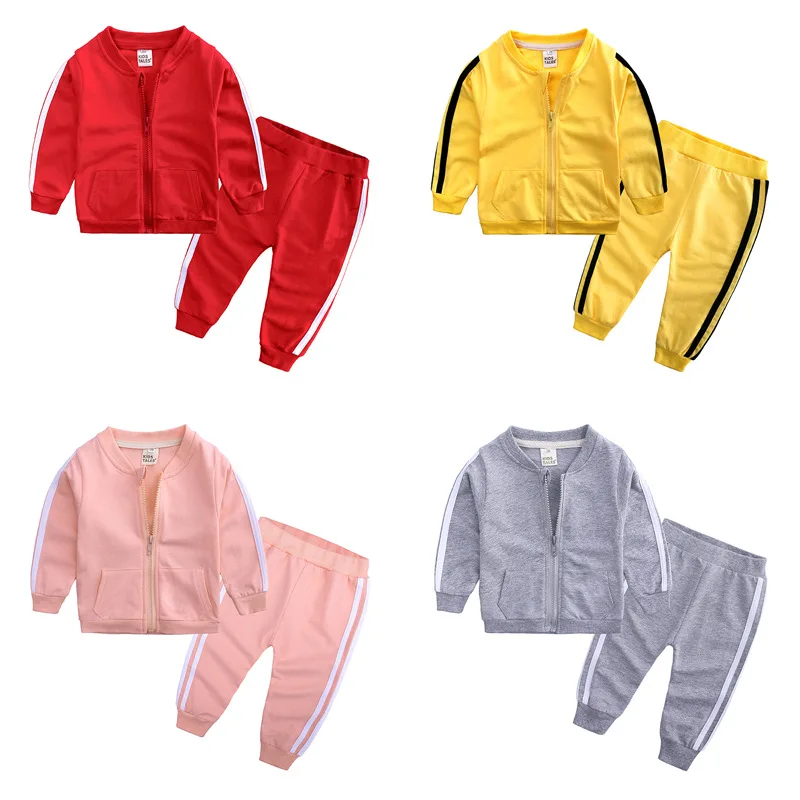 

2021custom children spring clothes kids boys joggers suits set casual wear tracksuits for kids boy, One color