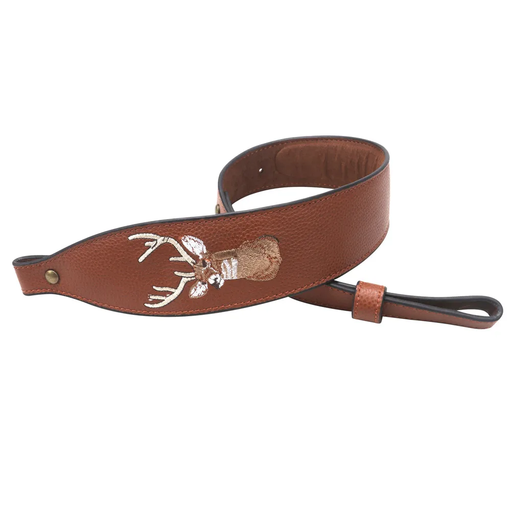 

Tourbon Brown Shooting Hunting Gun Accessories Adjustable Rifle Sling Leather Gun Sling, Dark brown