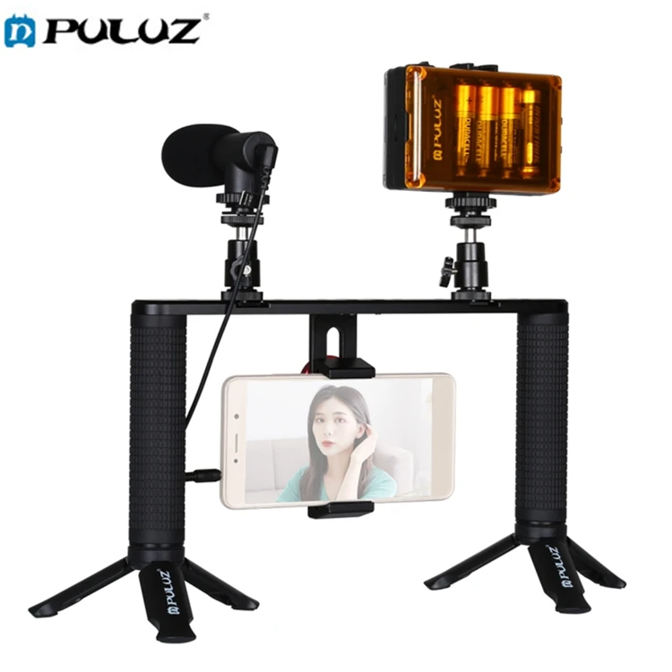 

PULUZ Microphone + Tripod Mount +Tripod Head Vlogging Live Broadcast Smartphone Video Rig Handle Stabilizer Bracket Kits