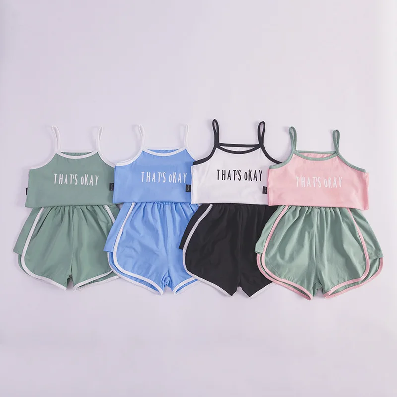 

Kids Casual Outfits Summer Girl Vest Top + Short Pants 2Pcs Clothing Sets For 3-8 Year Child