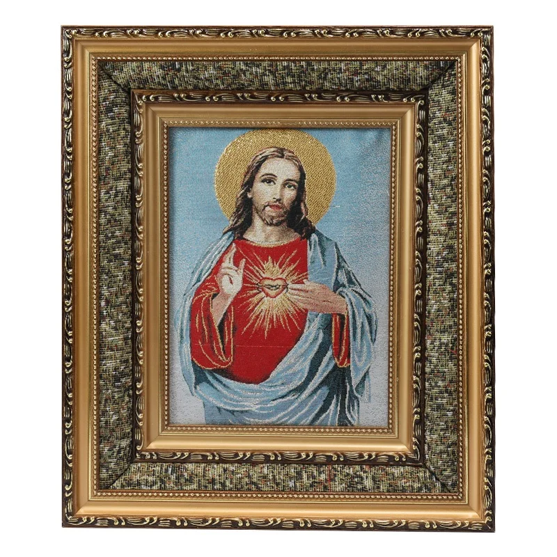 

Religious Church Decoration Embroidery Pattern Stereoscopic Christian Mother Virgin Mary Guadalupe Jesus Wall Hanging Frame