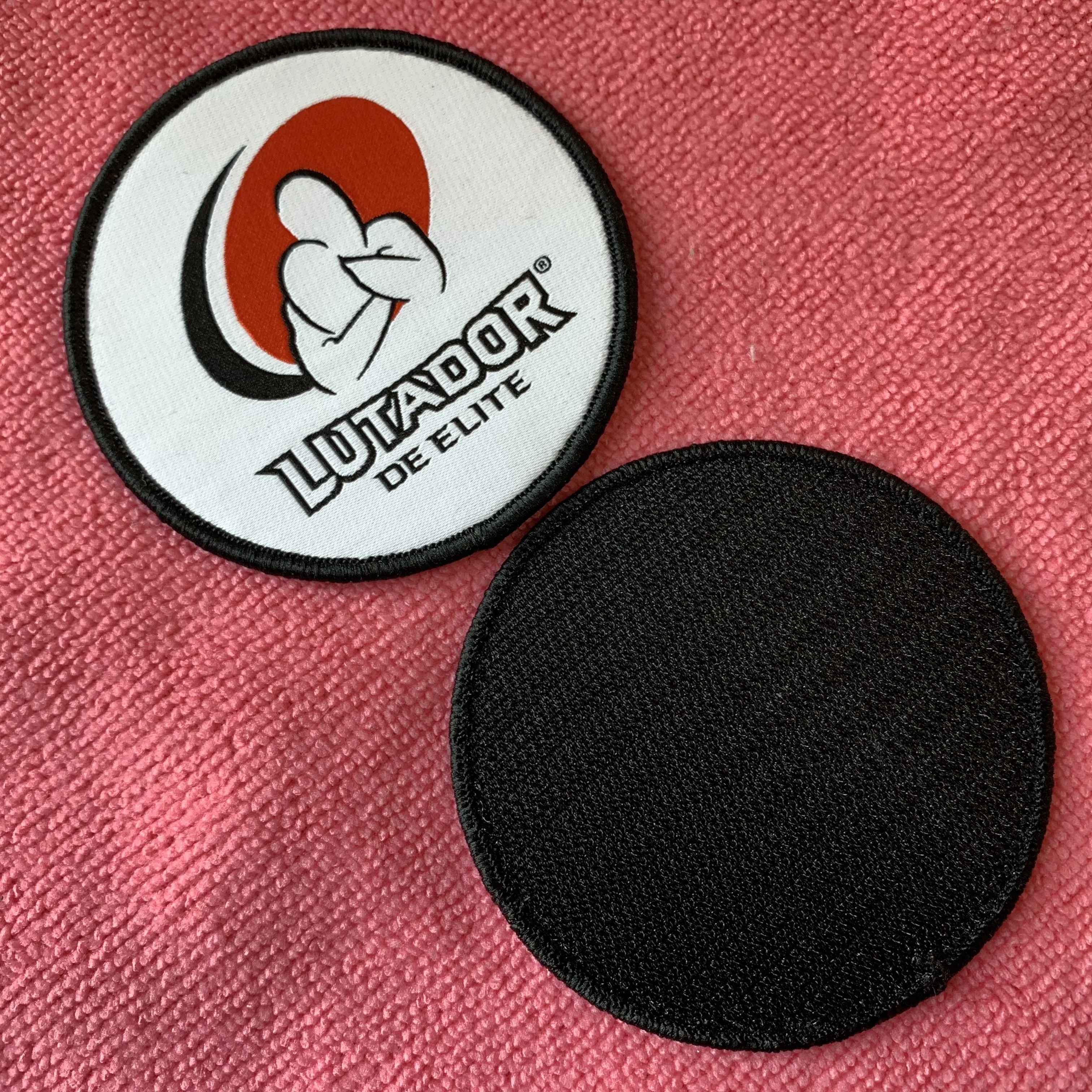 Removable Hook Backing Overlocked Border Damask Woven Badgereusable Uniform Hook Loop Clothing Woven Patch