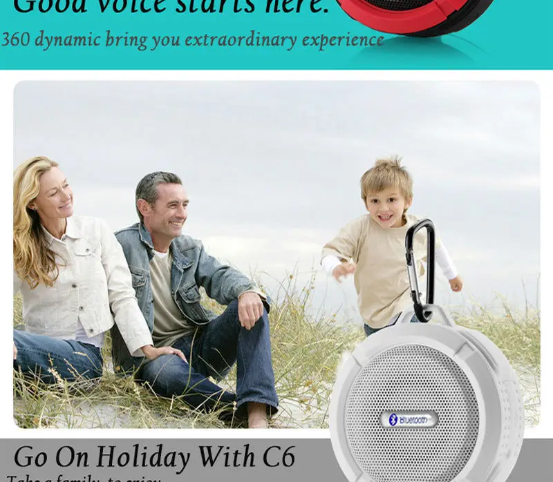 C6 Portable Wireless Bluetooth Speaker With Calls Handsfree and Suction Cup Waterproof Shower Mini outdoor Plastic Speaker - ANKUX.COM