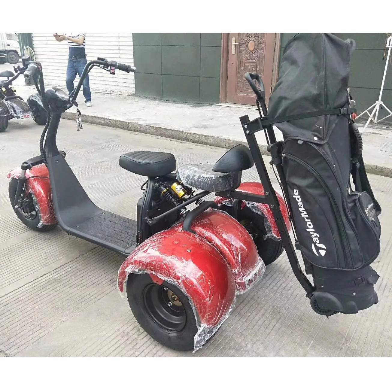 

2020 Fashion Golf Electric Scooters 3 Wheel Golf Cart Citycoco Electric Motorcycle with Wide Wheel Tire, Black