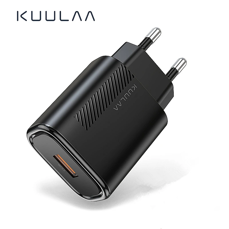 

KUULAA hot selling products 18W PD QC 3.0 portable mobile phone wall chargers usb adapter fast wall charger, Black white