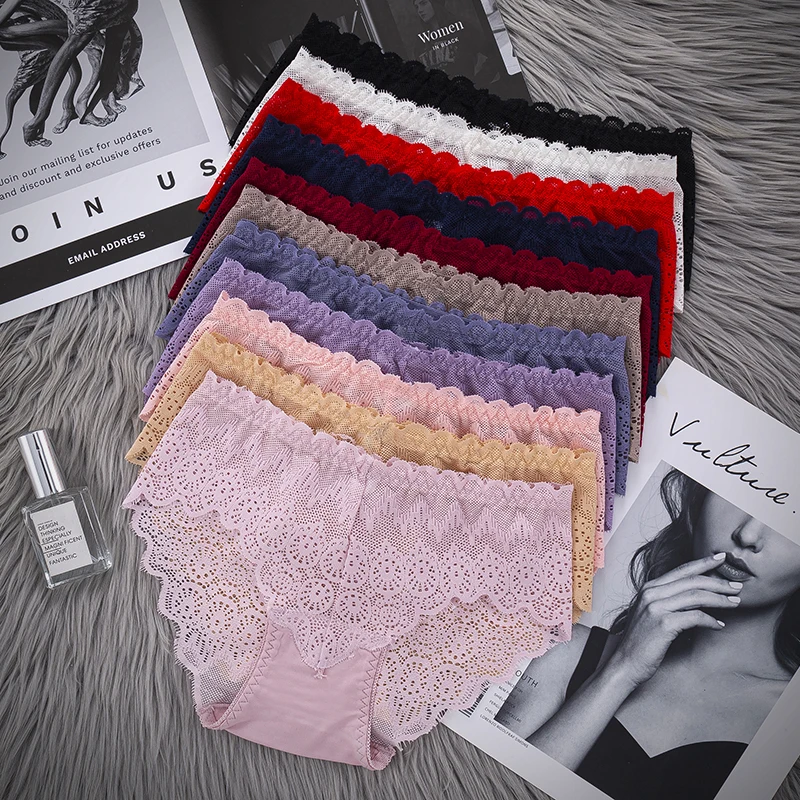 

new design ultrathin wholesale trendy breathable comfortable transparent elastic lace soft women's panties Celana dalam Bragas, Picture shows