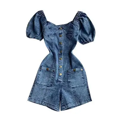 

2021 New Design Women Summer Fashion Off Shoulder Wide Leg Denim Jumpsuits
