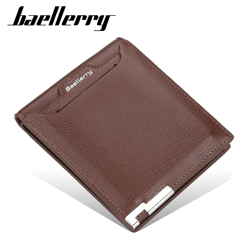 

2021 baellerry fashion minimalist vegan PU leather pocket card holder men's short wallet