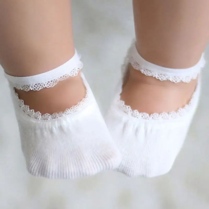

New Soft Cotton Baby Socks Anti-slip Lace Baby Girl Socks Enfant Little Princess Floor Socks With Rubber Soles, As show