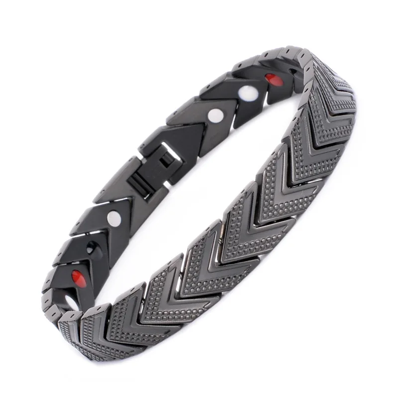 

Fashion Women Men Reiki 3mm Pure Titanium Garnet Arrow Head Energy Bracelet