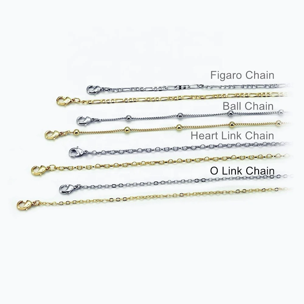 

2020 Wholesale Ball Chain Necklace Cute Heart Necklace Gold Plated Figaro Link Chain for Women Men O Link Chain Silver DIY Gifts, Silver, gold