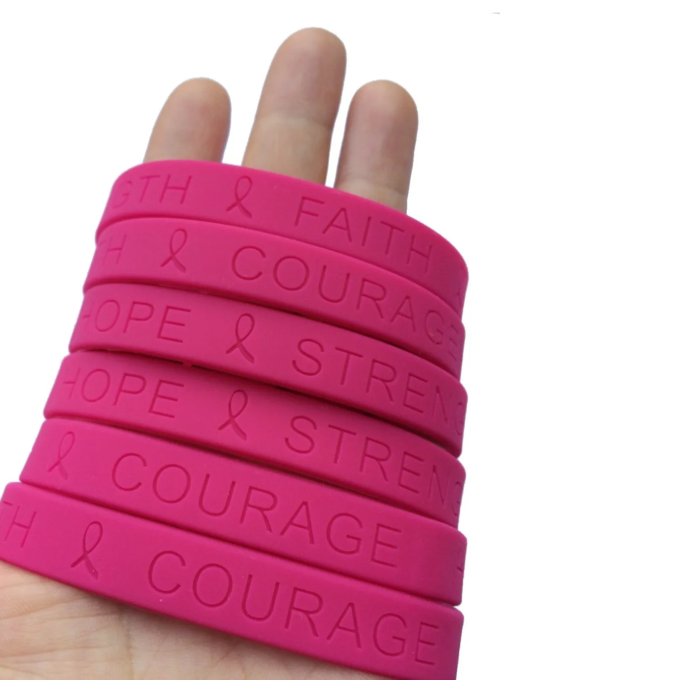 Pink Breast Cancer Awareness Silicone Bracelets Cheap Silicone