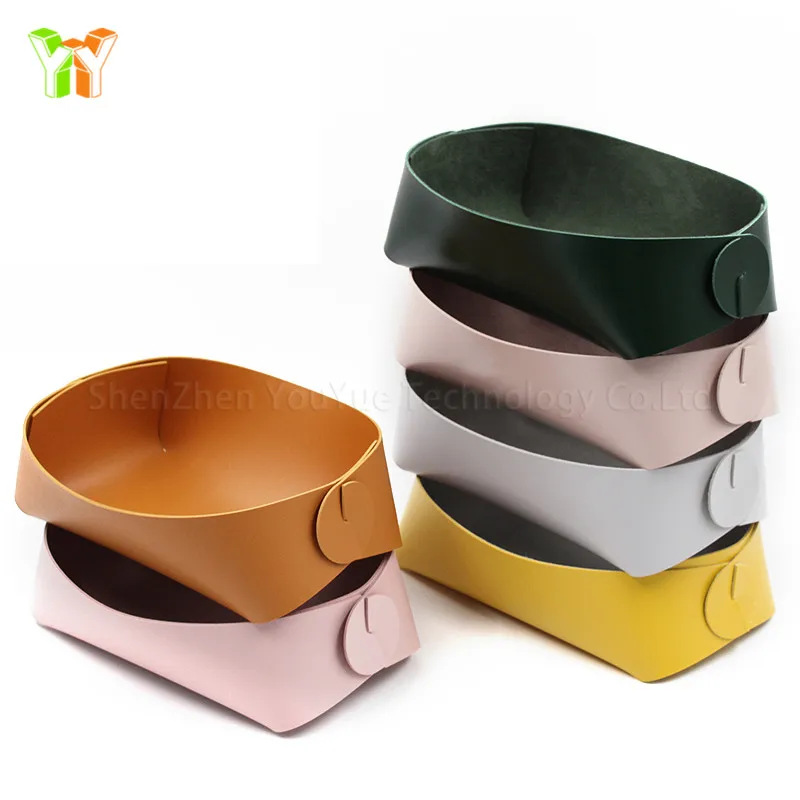 

Multicolor Multifunction Leather Living Room Kitchen Washer Storage Basket Case Sundries Tray For Home