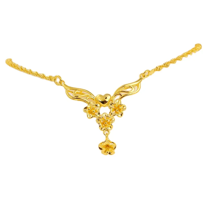 

AN711021 xuping 24k gold color alloy flower shaped necklace arabic jewellery