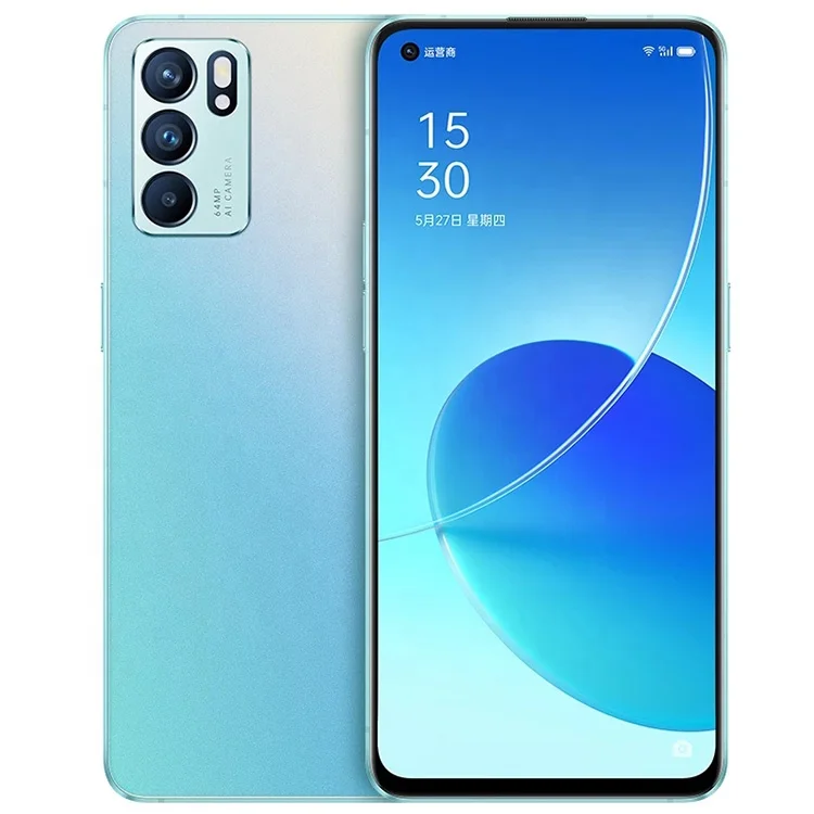 

Original OPPO Reno 6 5G Mobile Phone 8GB + 128GB Dimensity 900 Octa Core 64MP Rear Camera 65W Super Charge Smartphone