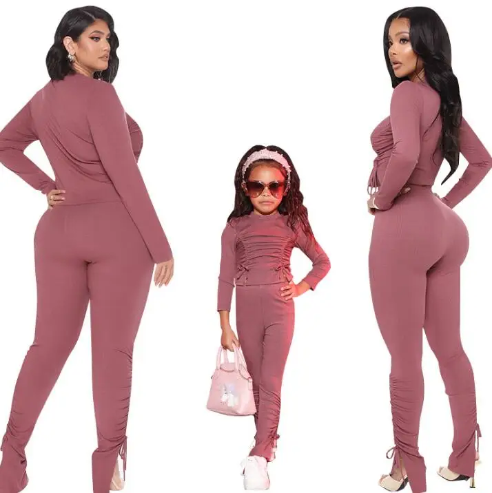 

2021 New Summer Daughter Wear Parent-child Clothing Activewear Set And Family Matching Outfits Clothes Tracksuit Mother, Colors