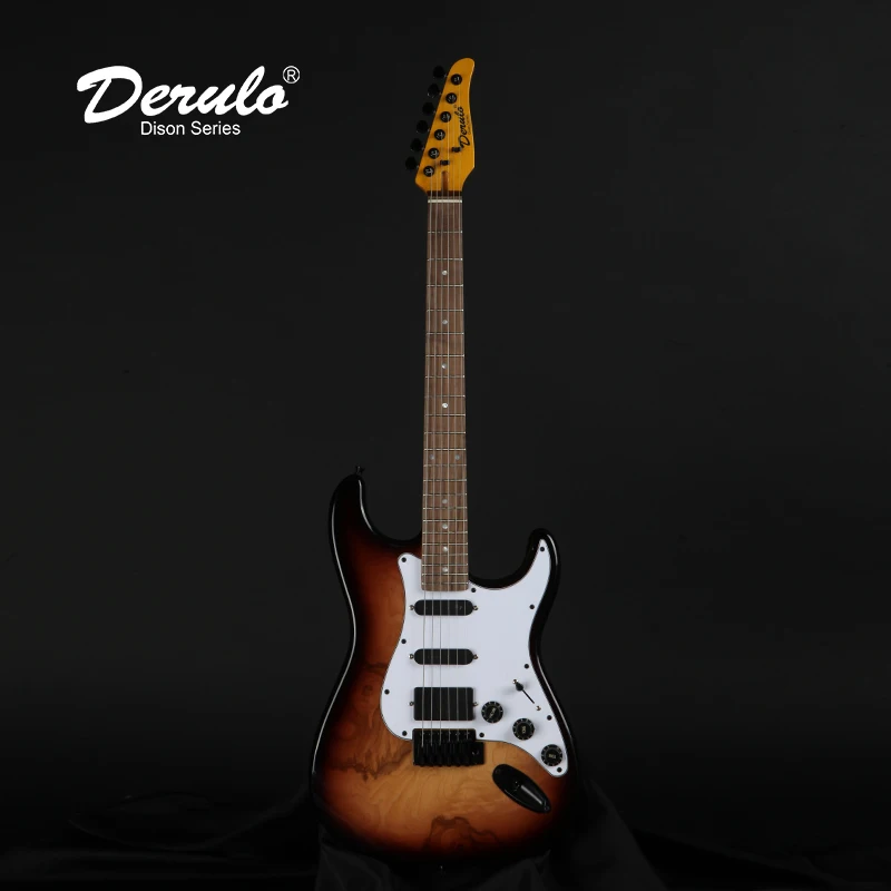 

Derulo Electric Guitar OEM 6Srings Stratocaster ST type Guitar Spalted Maple Top Hand Rubbing Canadian Maple Neck Custombody